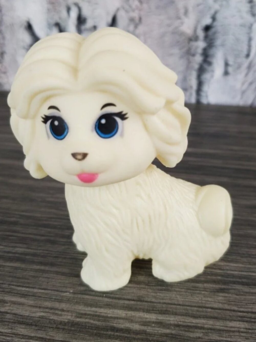 White 3.25" Rubber Poodle Dog Toy Figure Replacement Play Pet - Rotating Head